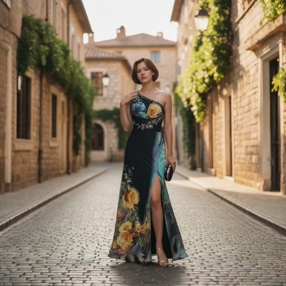 Riva‎ Designs Black Multi Embellished Prom Formal Dress Gown Size 4